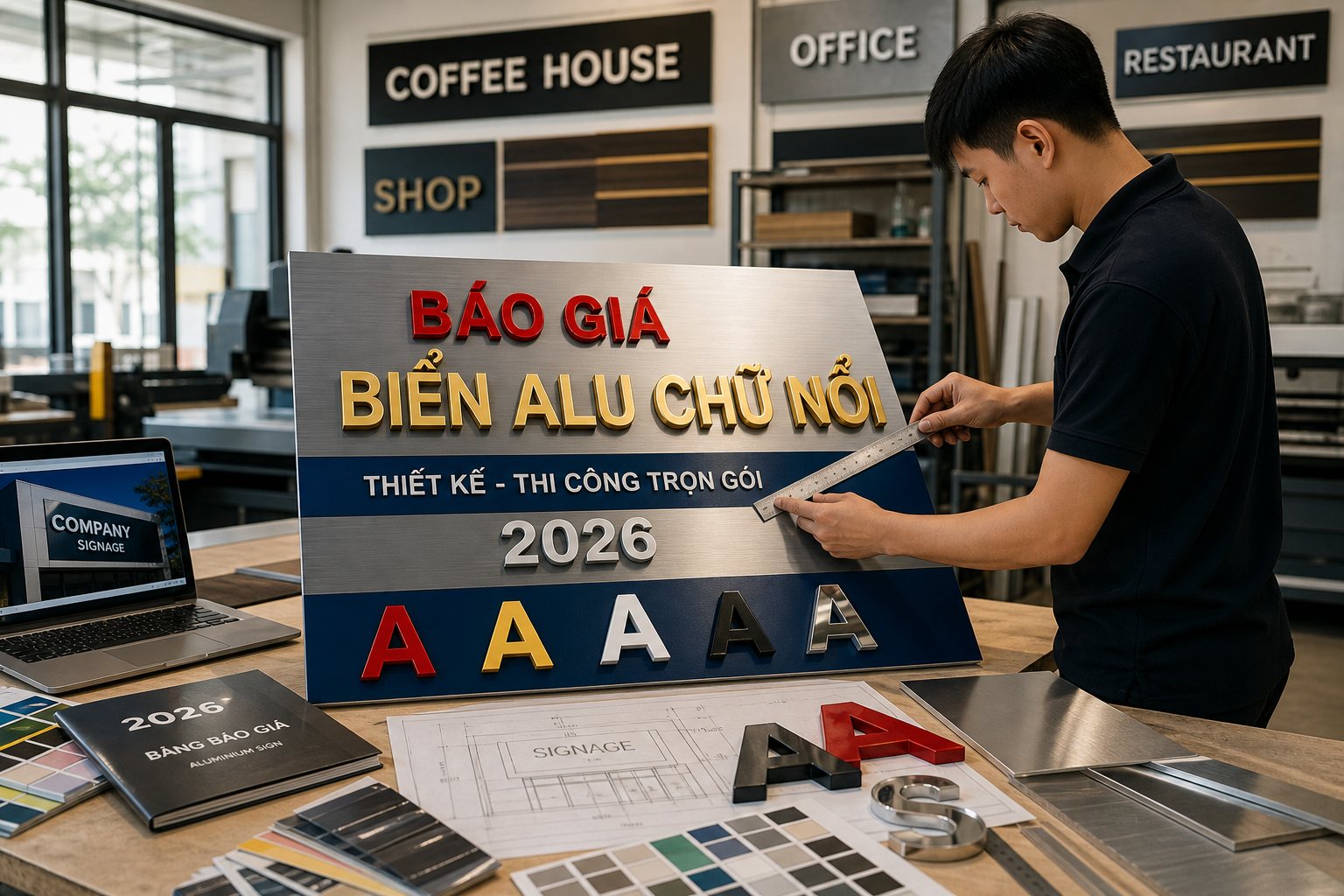 Bố cục, màu sắc và kích thước chữ nổi