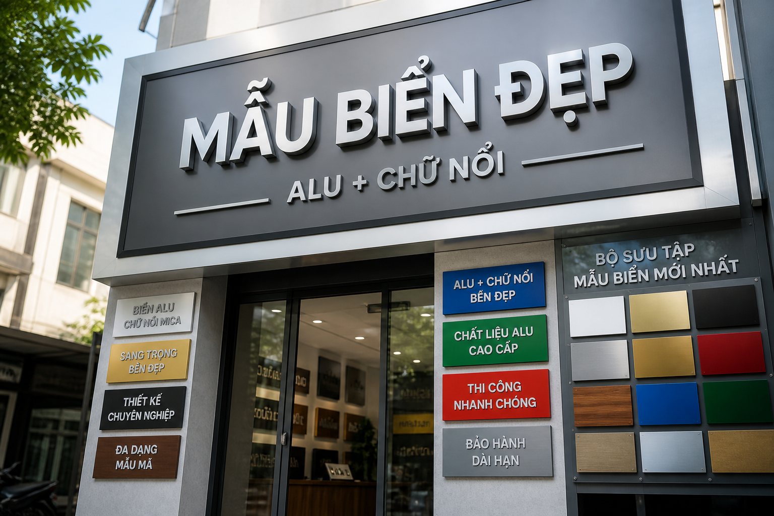 Biển alu kết hợp chữ nổi bền đẹp và dễ ứng dụng