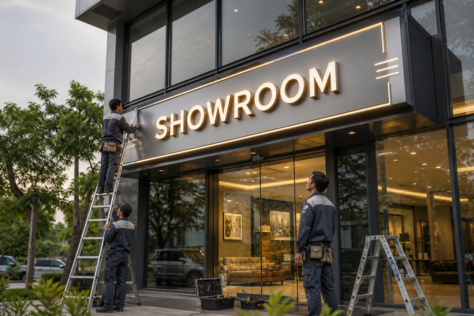 Dự Án Biển Alu Hộp Đèn Cho Showroom