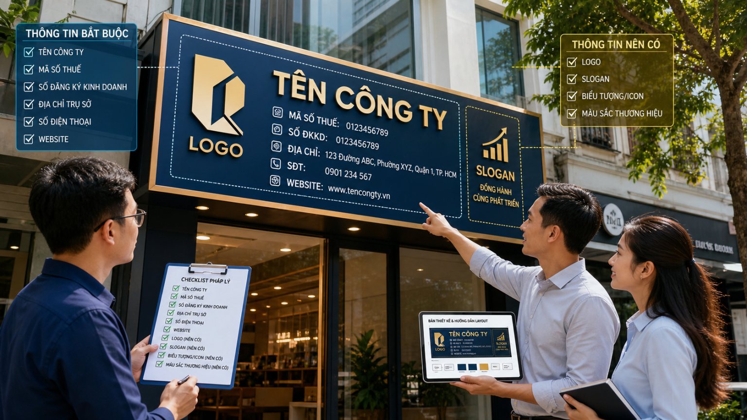 Thông tin bắt buộc và thông tin nên có trên biển