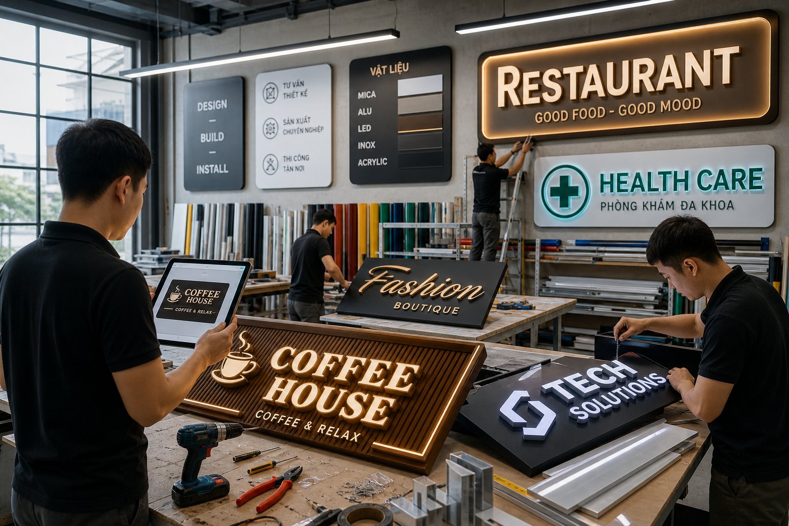 Dự Án Thi Công Biển Hiệu Phù Hợp Từng Ngành Nghề