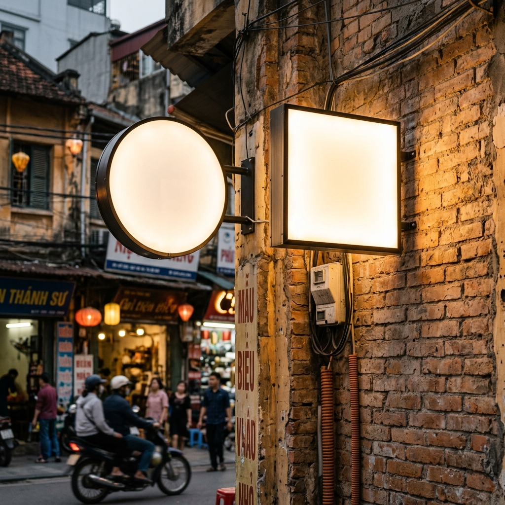 Biển vẫy hình tròn và hình vuông - Mẫu Biển Hiệu Vẫy Nhỏ - Biển Quảng Cáo Hà Nội