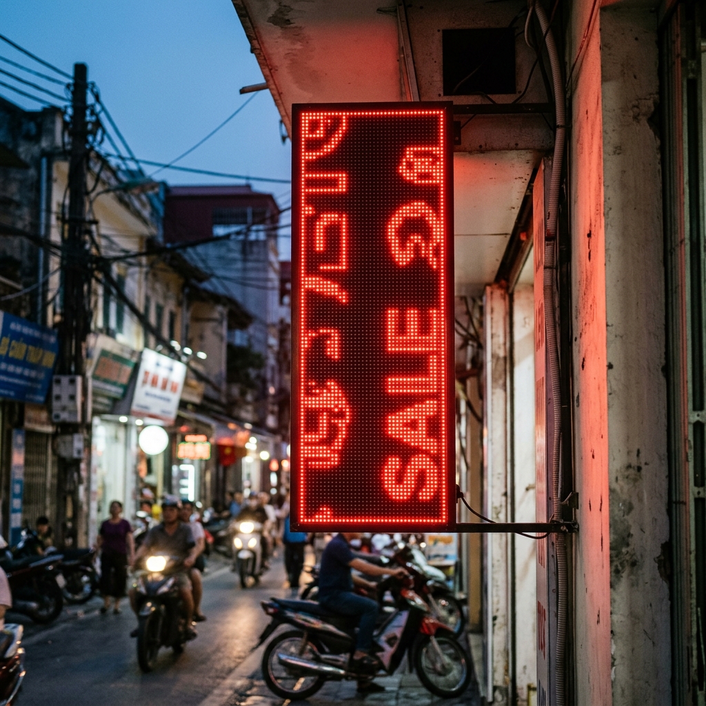 Kinh Nghiệm Làm Biển LED Điện Tử Ma Trận Cho Cửa Hàng Hà Nội 3 1. Biển LED ma trận đơn sắc (P10 Single Color) - Biển Led Điện Tử - Biển Quảng Cáo Hà Nội