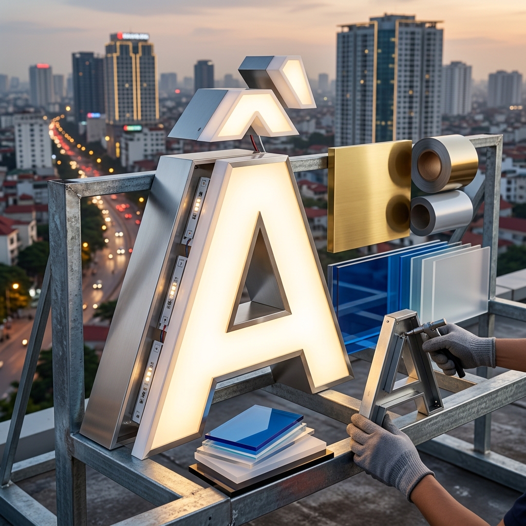 Làm Chữ Nổi Tòa Nhà Đèn LED 
