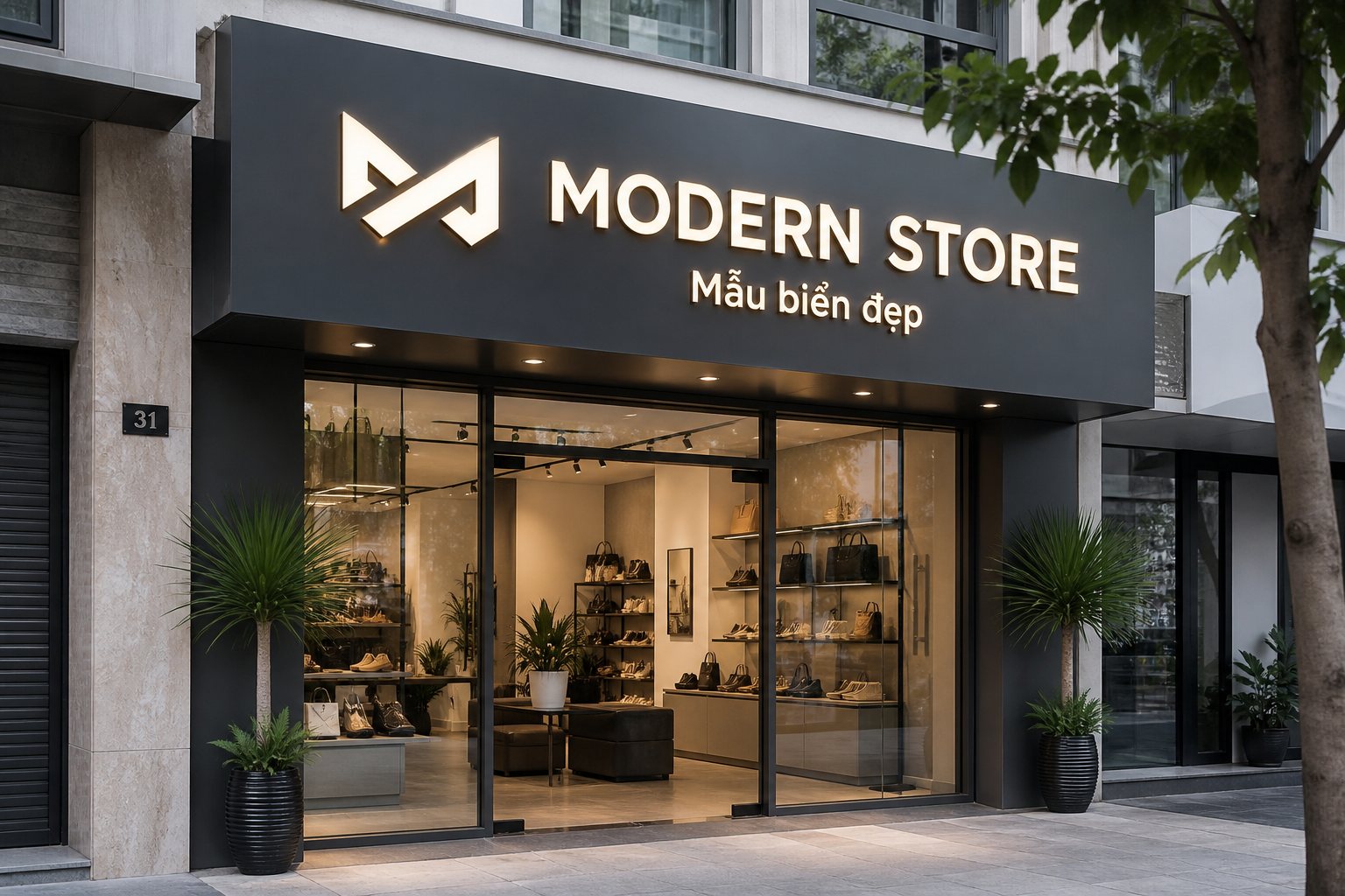 Biển alu kết hợp mica cho cửa hàng hiện đại