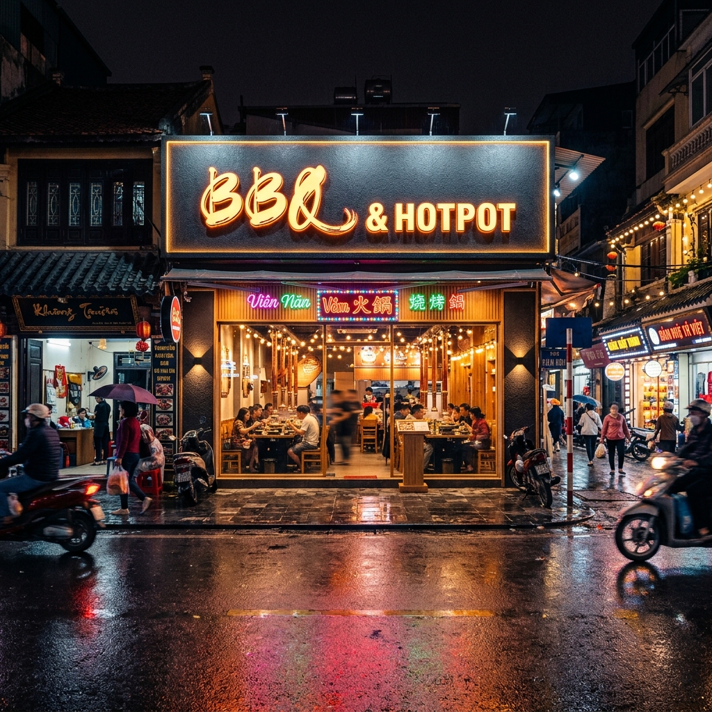 Mẫu Biển Hiệu Quán Nhậu Lẩu Nướng Nổi Bật Đêm Tại Hà Nội