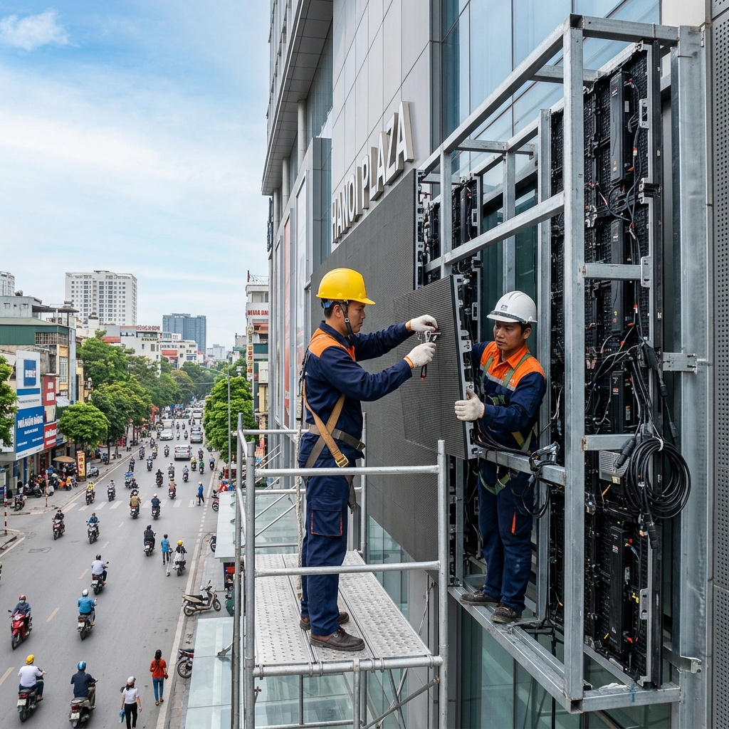 Thi Công Biển LED Điện Tử Ngoài Trời Đúng Kỹ Thuật Tại Hà Nội