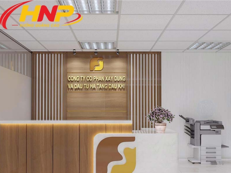 thiết kế backdrop lễ tân đẹp