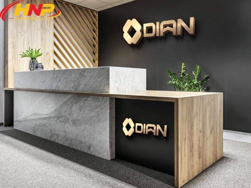 biển tên backdrop lễ tân