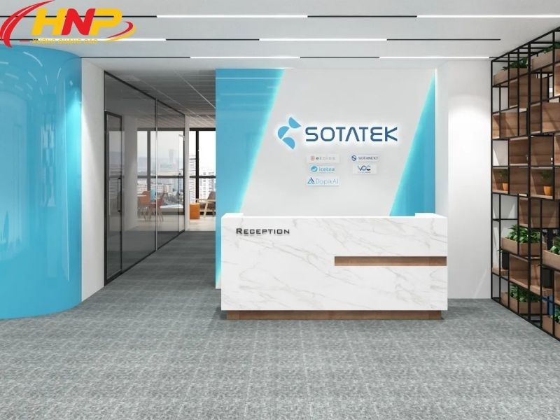 xưởng sản xuất backdrop lễ tân